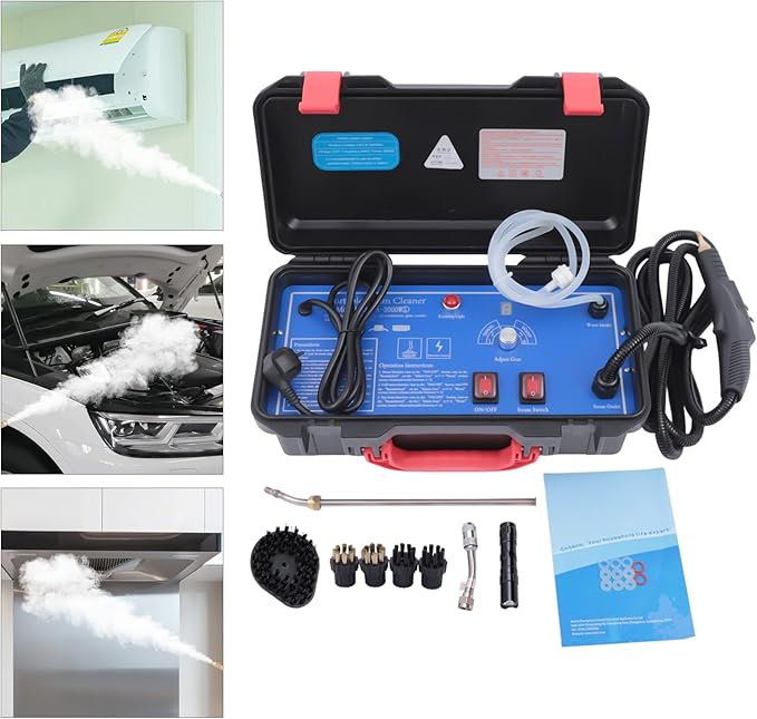 1700W Handheld High Pressure Steam Cleaner Home High-Temp Steam Cleaning Machine Vehicle Auto Cleaning Tool Steam Washer for Car Detailing Household Kitchen Range Hoods 3-3.5Pa (Type 1)