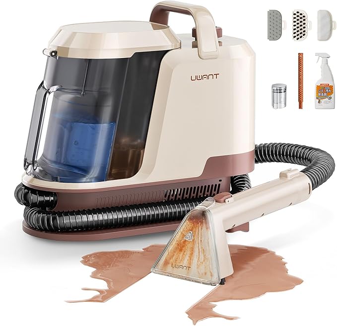 uwant Carpet Cleaner Machine 22Kpa Portable Carpet Cleaner for Pet Upholstery Cleaner Machine with Oxy Solution Set of 1 for Spot CarsRugFurniture