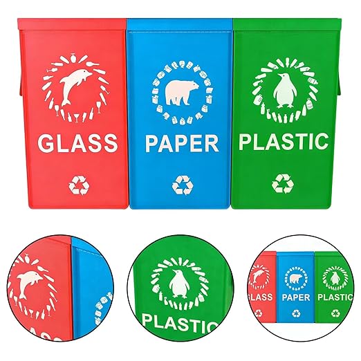 Reusable Trash Bag for Recycling Heavy-Duty Woven Basket 3-Piece Waterproof Reusable Bags with Handle for Sorting Fabric Home Accessory Storage Tool with Durable Design Cans Home Kitchen Office