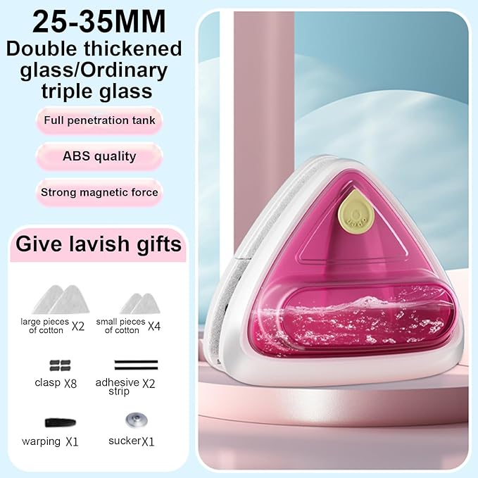 Double Sided Window Cleaner Cleaner Brush Glass Window Cleaning Wipers For High-Rises Double Glazings