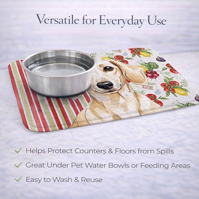 Caroline's Treasures Cream Dachshund Vegetables Dish Drying Mat Absorbent Dish Drying Mat Pad for Kitchen Counter Dish Drainer Mat for Countertop 14 x 21 Multicolor