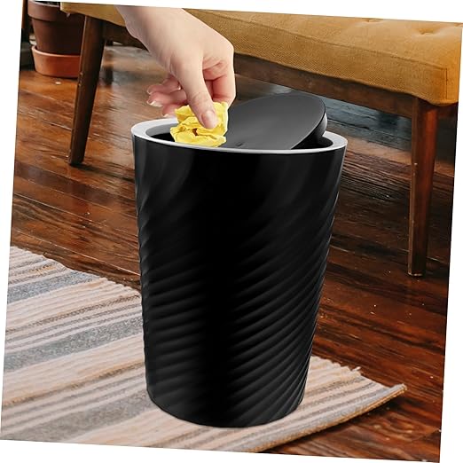 Small Bathroom Trash Can with Lid Large Capacity Plastic Wastebasket for Bedroom and Office Convenient Garbage Bin for Home Use