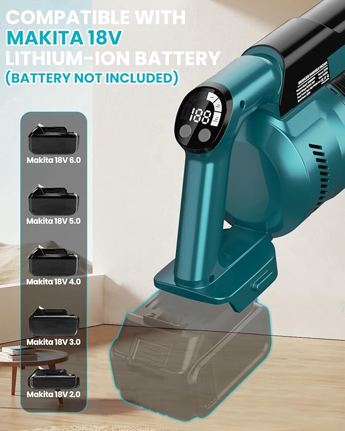 Cordless Vacuum Cleaner for Makita 18V Battery 7-in-1 Lightweight Stick Vacuum with HEPA Filter 35KPA Suction 350W Brushless Motor 3 Modes for Floor Carpet Car(Battery Not Included)