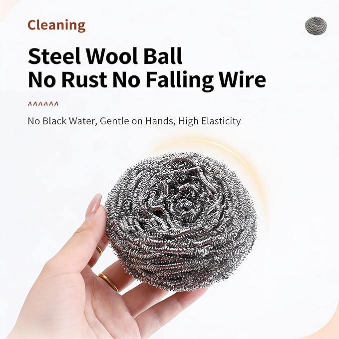 150 Pack Stainless Steel Scrubbers for Kitchen Cleaning Metal Scouring Pads for Pots Pans Oven Grill &amp Bathroom Surfaces Wire Wool Sponge Individually Wrapped Set