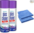 Glass Cleaner Foam Foaming Action &amp Spray 19oz - 2 Pack - Lavender Scent - Bundled With 2 Microfiber Cleaning Clothes (38 oz Total)