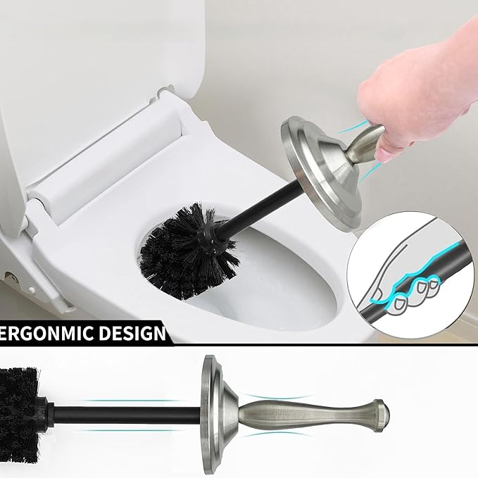 Brushed Nickel Toilet Bowl Brush with Holder Durable Bathroom Cleaning Tool Modern Design for Easy Toilet Maintenance Bathroom Cleaner Brush for Efficient Cleaning and Hygiene