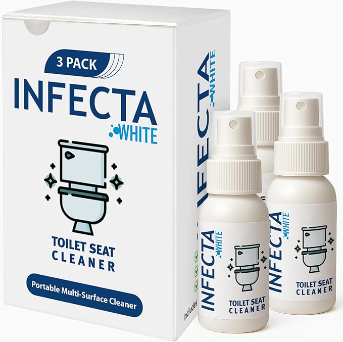 INFECTA WHITE – Toilet Spray Travel Size Multipurpose Cleaning Spray (50 ml) All Purpose Cleaner for Toilet Seats Bathtub Fresh Scent Bathroom Essentials &amp Mini Travel Toiletries (Pack of 3)