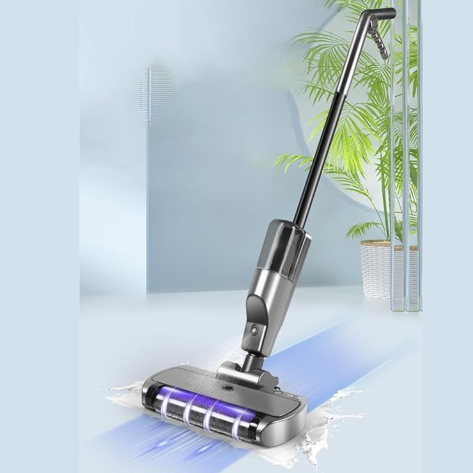 Cordless Vacuum Mop Automatic Electric Wet Dry Floor Cleaner with Self Feature and 500ml Dust Container for Home