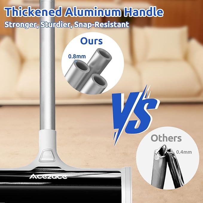 ACE2ACE A3 Pro Carpet Roller for Pet Hair Carpet Pet Hair Removal Tool Reusable Large Lint Rollers 5 Feet Long Handle No Bending No Kneeling Cat Dog Hair Remover for Carpet Rugs Mats Black