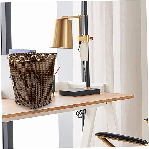NUOBESTY Storage Basket Multi-Function Waste Basket Natural Style Trash Can for Home