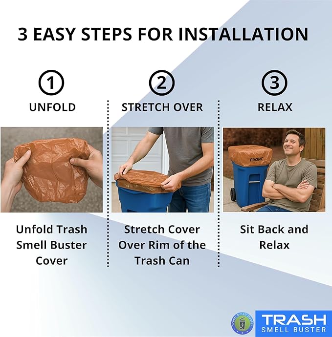Trash Can Smell Eliminator Cover Odor Eliminating Bag Lemon Scented Durable Chemical Free 45 Gallon 3 Pack