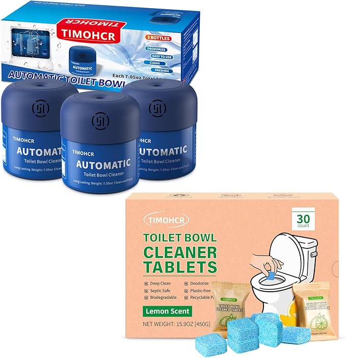 Toilet Bowl Cleaner Automatic Long Lasting Continuous Toilet Bowl Cleaners 3 Bottles Toilet Bowl Cleaning Tablets 30 Count Fast Dissolve Plastic-free Powerful Clean Septic Safe