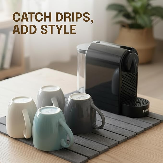 Kitchen Stone Drying Mat for Dishes 24x16- Eco-Friendly Foldable Quick Drying Stone for Kitchen Counter - Absorbant Diatomaceous Earth Mats - Dish Dryer Mat for Cups Bottle -Bathroom-Any Countertop