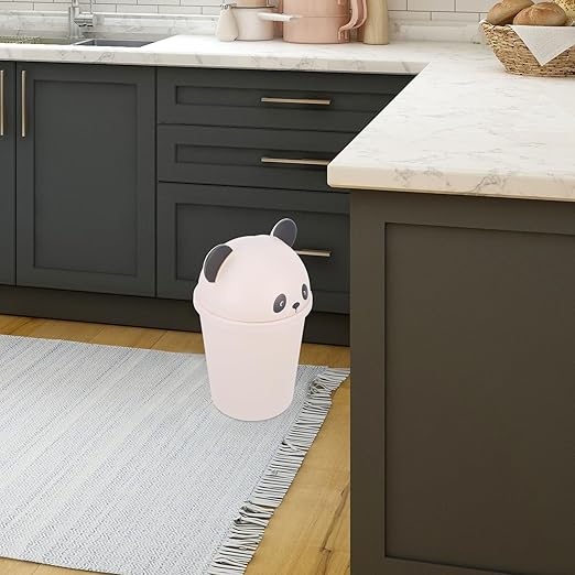 Alipis Capacity Panda Trash Can with Lid Cute Cartoon Wastebasket for Home Office Kitchen Bathroom Outdoor Use Versatile Decorative Recycle Bin
