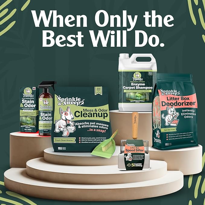 Sprinkle &amp Sweep Enzyme Carpet Cleaner - Enzyme Carpet Shampoo (1gal) - Carpet Cleaner Solution to Eliminate Tough Stains &amp Neutralize Odors - Removes Dog Cat All Pets Urine- Use with All Ma