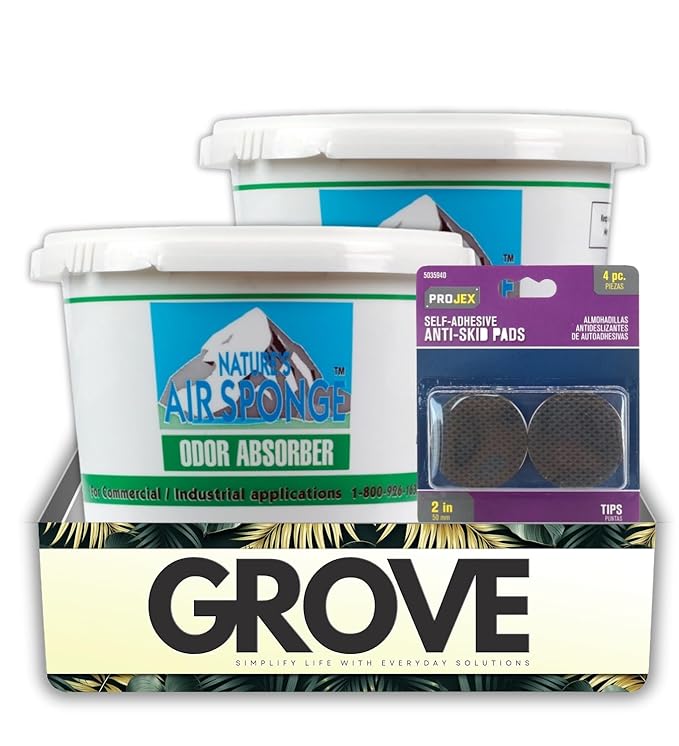2x Bad Air Sponge Air Odor Absorbent Bundle with Skid Pad – Absorbs Indoor Pollutants Eliminates Tobacco Smoke Pet Cooking Paint &amp Carpet Odors – Gift Set (3 Items)