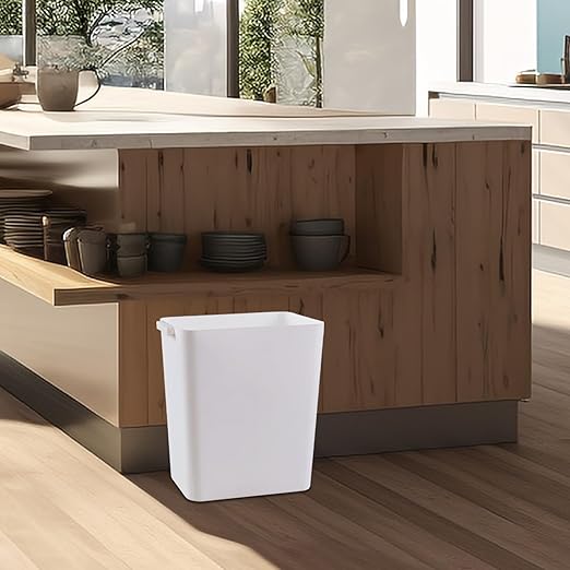 4.5 Gallon Deskside Plastic Wastebasket Rectangular Open Garbage Container Basket for Office and Home 3 Packs White
