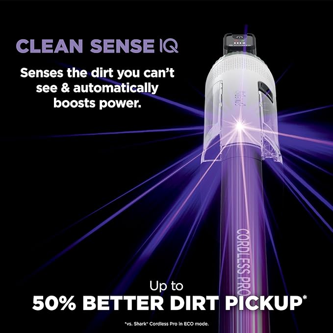 Shark Cordless Pro Vacuum with Clean Sense IQ and Odor Neutralizer PowerFins Plus Brushroll Includes Duster Crevice Tool Up to 40 Minute Runtime Without MultiFLEX IZ562H