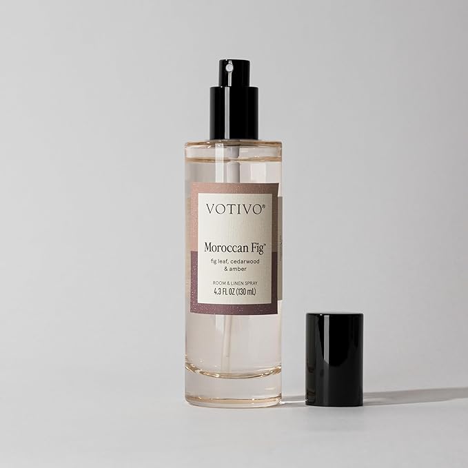 Votivo Moroccan Fig 4.3 oz Room &amp Linen Spray | Scented Air Freshener for Linens &amp Living Areas | Premium Long Lasting Fragrance