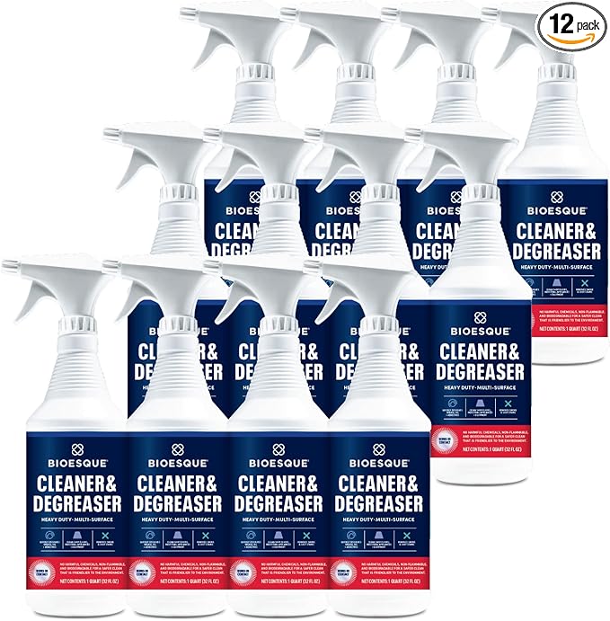 Bioesque Heavy Duty Multi-Surface Cleaner &amp Degreaser Concentrated Professional Formula 32 Fl Oz (Pack of 12)