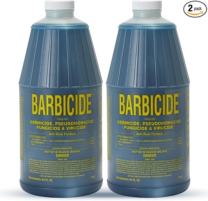 BARBICIDE Half Gallon Disinfectant Concentrate – 2 Pack | EPA-Registered Hospital-Grade Germicide for Salons &amp Barbershops | Anti-Rust Solution for Shears Combs &amp Professional Tools