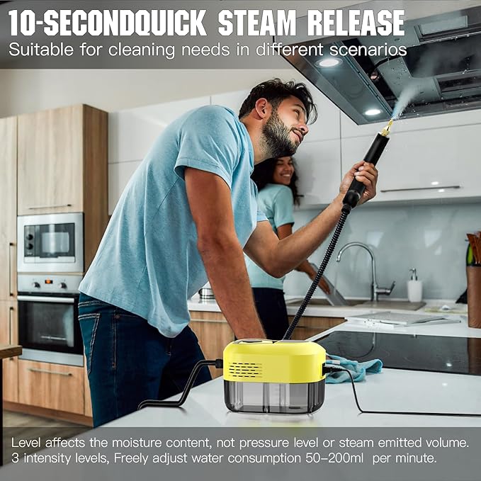 Steam Cleaner for Home＆Kitchen 212°F High Temperature 1200ML Tank Portable Handheld Steam Cleaner for Car Carpet Detailing Window Floor Couch Grease Tile Pressurized Steamer for Cleaning