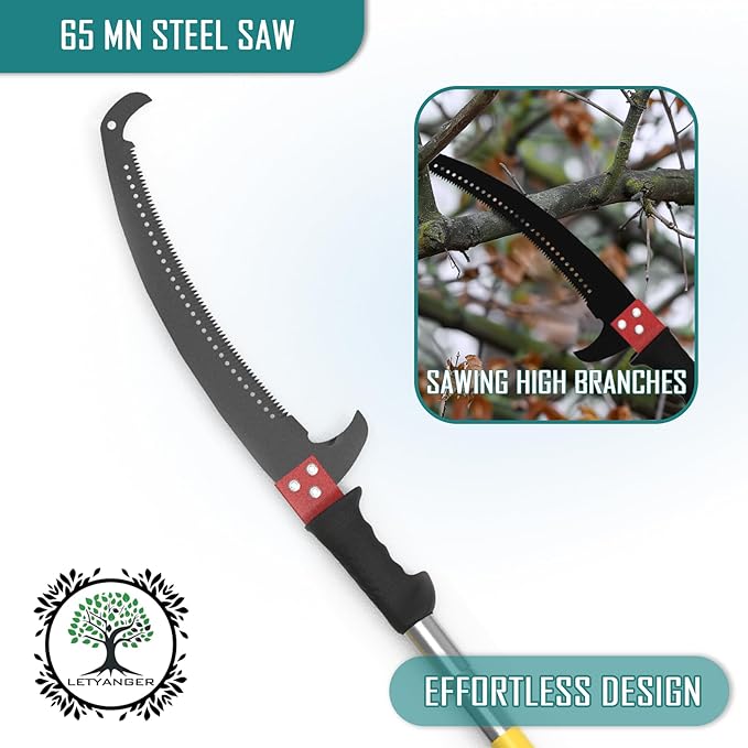 Pole Saws for Tree Trimming 7.3-27 ft Extendable Tree Trimmers Long Handle Pruner Sharp Steel Blade and Scissors High Branches Trimming Tree Pruner Tree Saw (7.3-27 ft)