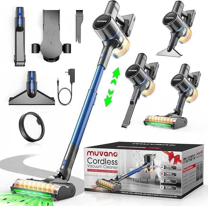 Cordless Vacuum Cleaners for Home G26 Vacuum Cleaner 45KPA Powerful Suction Up to 60 Minutes Tangle-Resistant Rechargeable Stick Vac with Wall Mount for Pet Hair Hardwood Floors