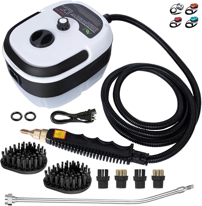 2500W Handheld Steam CleanerHigh Temperature Pressurized Steamer for Cleaning1000ml Portable Steam Cleaning for Home UseSteam Cleaning Machine Portable Car Steamer W/Brush HeadsWhite