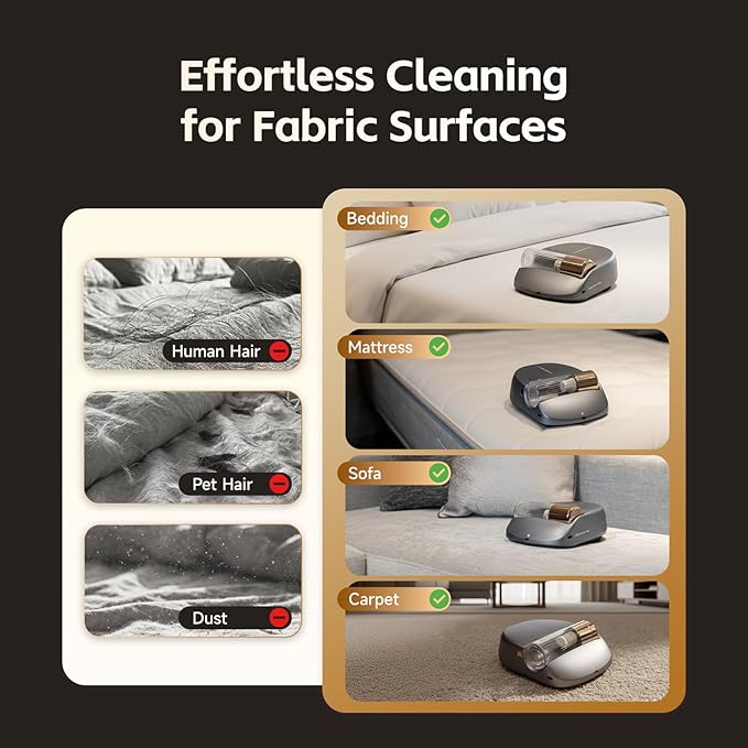 X1 Robot Bed Vacuum Automatic Mattress Vacuum Cleaner with Intelligent Path Planning UV-C Light HEPA Filter One-Click 100% Dust &amp Pet Hair Removal for Bed Mattress Sofa Carpet