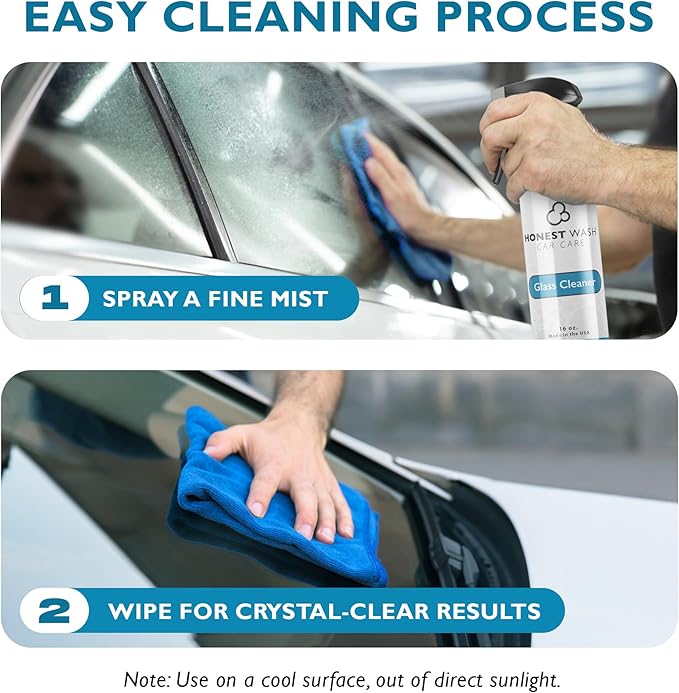 Honest Wash Car Glass Cleaner – Ammonia-Free Streak-Free Formula for Glass Mirrors Windshields &amp Hard Surfaces | Safe for Plastic Stainless Steel Porcelain and More | Made in the USA (128 Fl