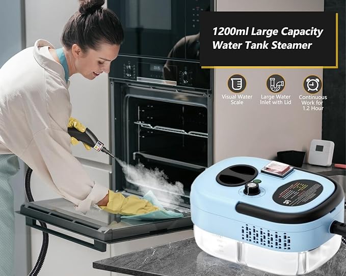7 in 1 Steam Cleaner 2500W High Pressure Steamer for Cleaning Car Steamer Handheld Steam Cleaner for Home Use Hardwood Floor Steam Cleaner for Upholstery Kitchen Bathroom Grout (Blue)