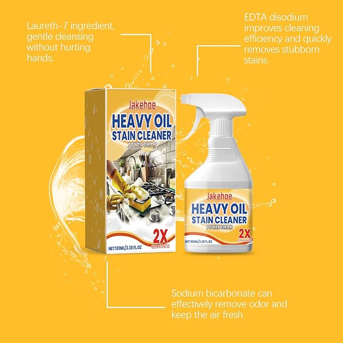 Heavy Oil Stain Cleaner Multi-Purpose Power Clean Spray Suitable for kitchen stoves walls electric appliances kitchen utensils coffee machines and other items (3.38fl oz)