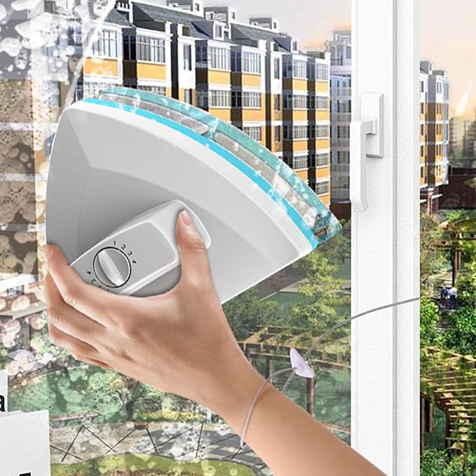 Magnetic Window Cleaner Double-Sided Magnetic Window Cleaner Glass Cleaning Brush Glass Wiper Household Cleaning Tools with Anti-Falling Rope for High-Rise Double
