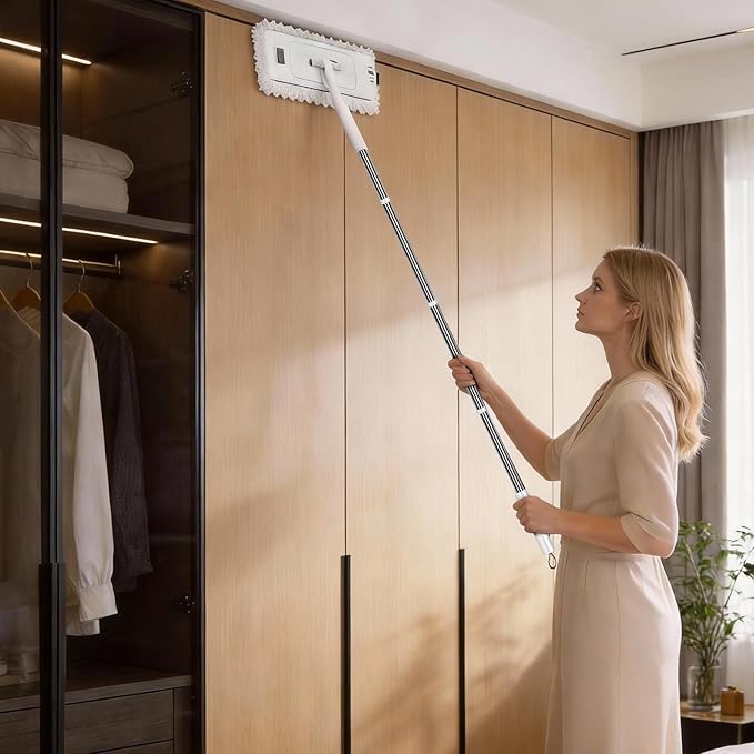 Large Lazy Mop 2-in-1 Convertible Mini Mop Universal Scrubbing Cloths All-Purpose Cleaning Tool for Tile Hardwood Marble Floors Walls &amp Ceilings