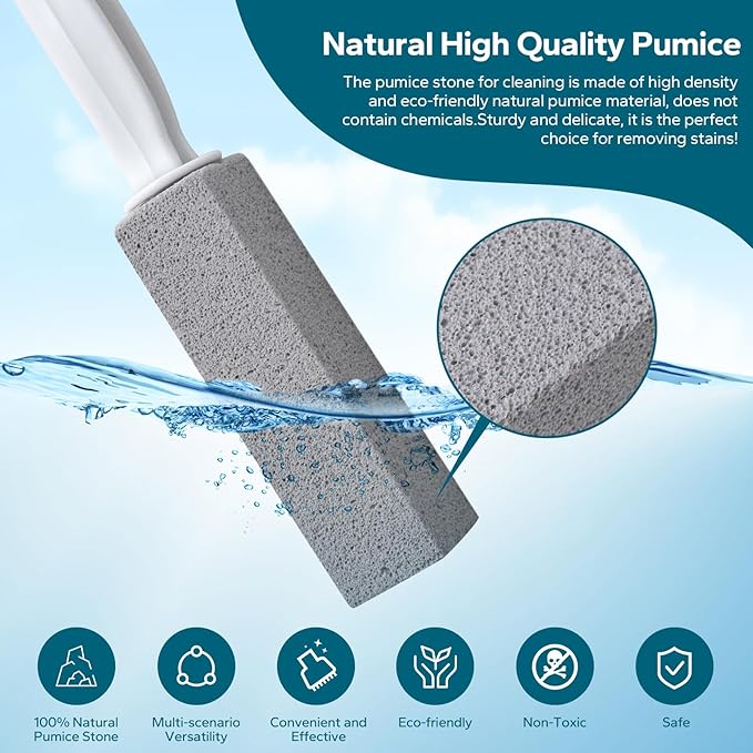 Emycool Pumice Stone Toilet Bowl Cleaner 16 Pack Toilet Pumice Stone with Handle for Toilet Cleaning Bathtubs Sinks Swimming Pools Grills