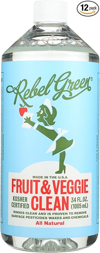 Rebel Green Fruit &amp Veggie Cleaner Refill Kosher Certified 34 Ounces (Pack of 12)