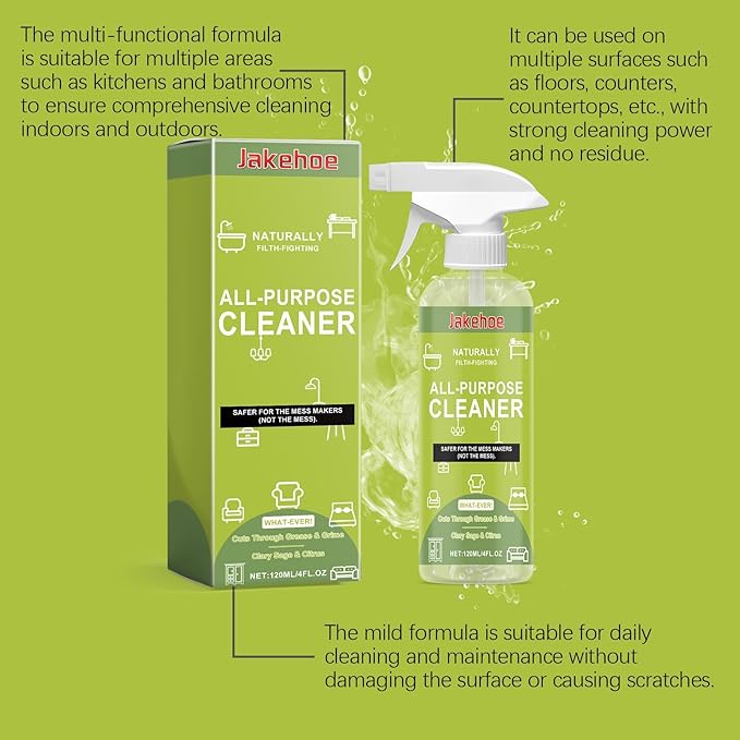 Multi-Purpose Cleaner Spray - Removes Grease &amp Stubborn Stains For Kitchen Bathroom Home Surfaces(2PCS)