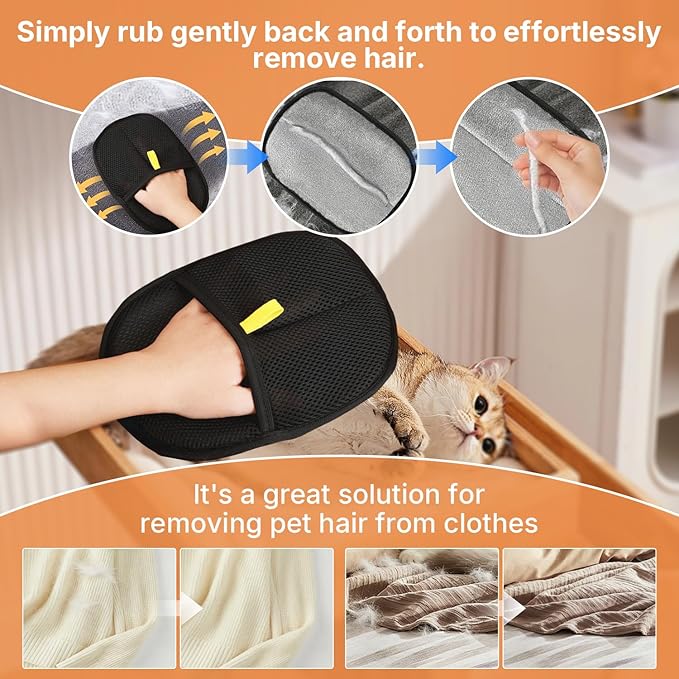 Carpet Rake for Pet Hair Removal 4 in 1 Reusable Pet Hair Removal Tool Kit 50'' Adjustable Long Handle Dog &amp Cat Hair Remover Broom with Handle &amp 2 Pets Hair Removal Gloves for Carpets Rugs