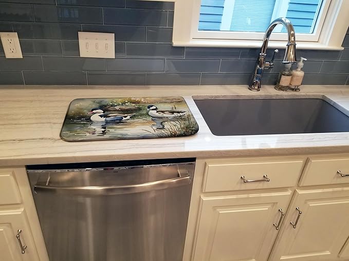 Caroline's Treasures DAC3194DDM Bufflehead Dish Drying Mat Absorbent Dish Drying Mat Pad for Kitchen Counter Dish Drainer Mat for Countertop 14 x 21 Multicolor
