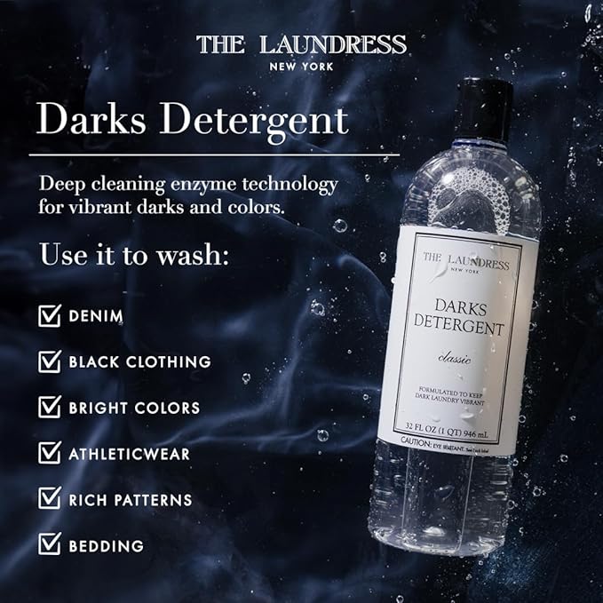 The Laundress Darks Detergent Concentrated Laundry Detergent Liquid For Rich Vibrant Colors Tough on Stains Classic Scent 32 oz.