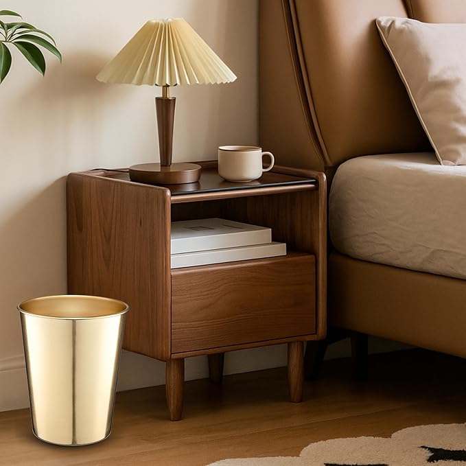 Monarch Abode Metal Bathroom Trash Can – Waste Basket for Bedroom Office Desk &amp Dorm Handcrafted Durable Decorative Brushed Gold Small Trash Can Bathroom Garbage Bin Wastebasket