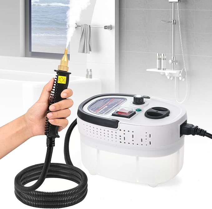 Moongiantgo Handheld Steam Cleaner 2500W High Pressure Steamer for Cleaning Portable Pressurized Cleaning Machine for Home Kitchen Car Detailing Grout Tile Bathroom with 1200ml Water Tank (White)