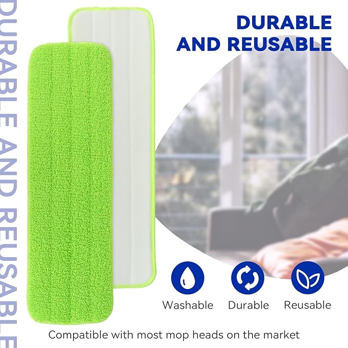 Replacement Mop Pads Fit for Rubbermaid Commercial 18 and 17 Mop - 10 Pack Wet &amp Dry Commercial Cleaning Reusable Refills Fit for Any Microfiber Flat System 18 and 17 (Colourful)