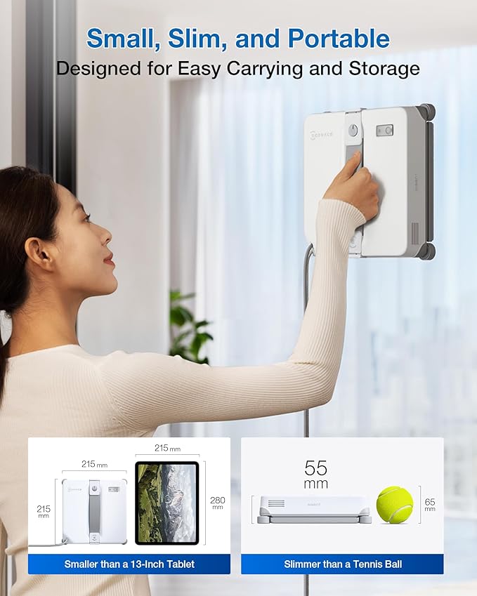 ECOVACS WINBOT MINI2 Window Cleaning Robot Robot Window Cleaner with 6 Smart Cleaning Modes Win-SLAM 4.0 Navigation Automatic Glass Cleaner for Windows Mirrors &amp Glass Doors