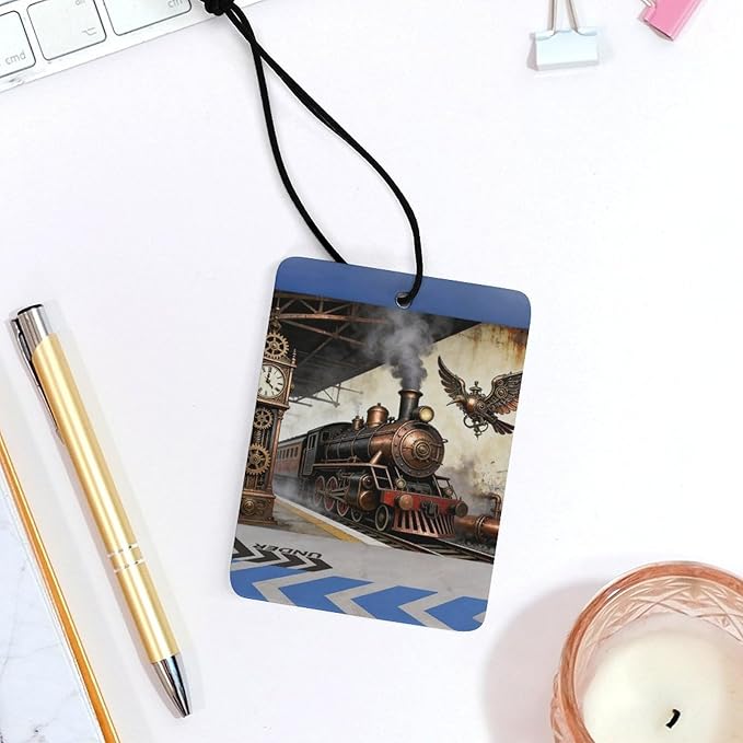 5PCS Car Air Freshener Hanging Personalized Double Sided Steampunk Express Car Fresheners Long Lasting New Cars Scents Cute Automotive Freshies for Closets Drawers (tea)