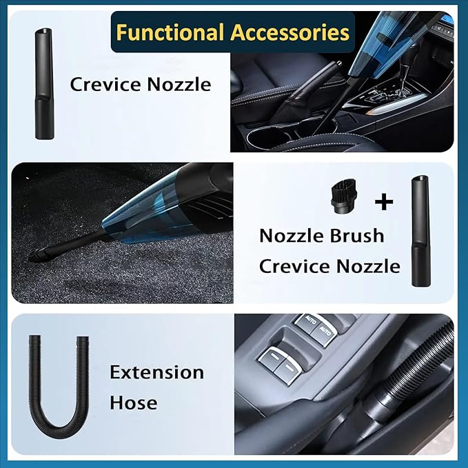 Handheld Vacuum Cordless Rechargeable – 13000PA Powerful Car Vacuum with Best Suction Lightweight Mini Cleaner for Home/Office High-Power Dust Busters for Pet Hair USB Charging &amp LED Light