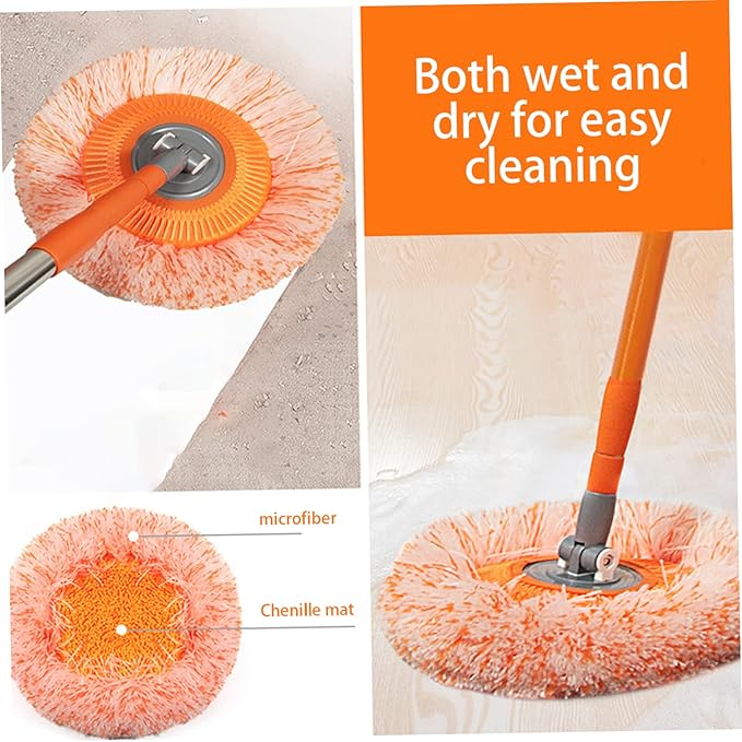 Wall Cleaning Mop Rotatable Adjustable Microfiber Clean Mop Long Scrubbing Brush with 4 Heads .