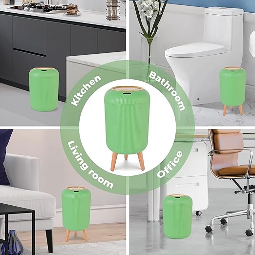 Pukomc Smart Sensor Wastebasket Convenient and Hygienic Easy to Use Technology Sensor Waterproof Wastebasket Plastic Trash can for Kitchen Bathroom Bedroom Living Room Office and Outdoor Green
