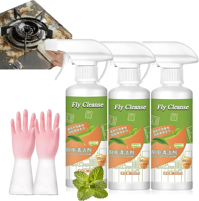 Spray 2026 New Electrolyzed Ion Kitchen Cleaner Spray Natural Enzyme Formula Liquid Cleaner for Kitchen Oven Stove Microwave 300ml (3pcs)